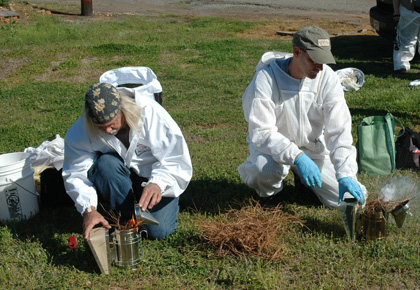 Students Lighting Hive Smokers